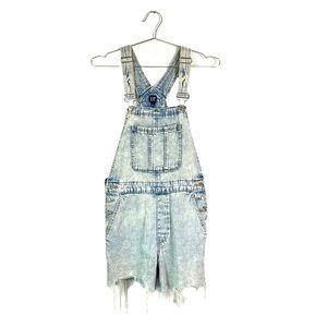 Gap Grunge Denim Shortalls Light Acid Wash Size S